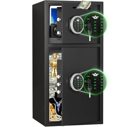 SDI-KM-65D, Safe - 6.0 Cu ft Home Safe Box - Fireproof Safe Depository Drop Safe with Backlit Keypad & Alarm System for Business Home Money Safe