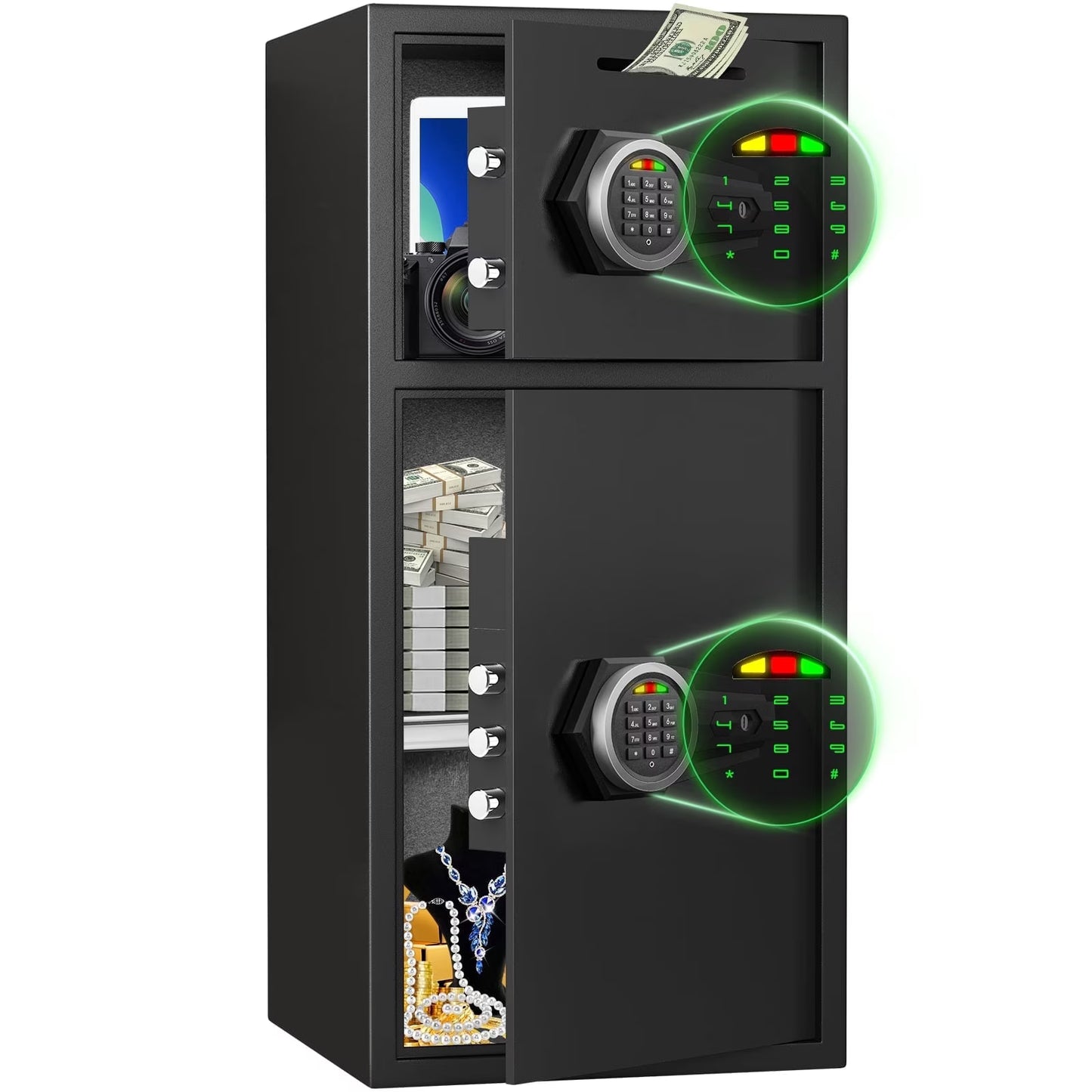 SDI-KL-75D Safe - 7.0 Cu ft Large Safe Box with LED Light Fireproof Safe for home Documents,Electronic Password Money Safe with Deposit Slot & Dual Alarm System,Home Safe for Business Valuables
