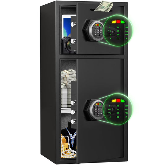 SDI-KL-75D Safe - 7.0 Cu ft Large Safe Box with LED Light Fireproof Safe for home Documents,Electronic Password Money Safe with Deposit Slot & Dual Alarm System,Home Safe for Business Valuables