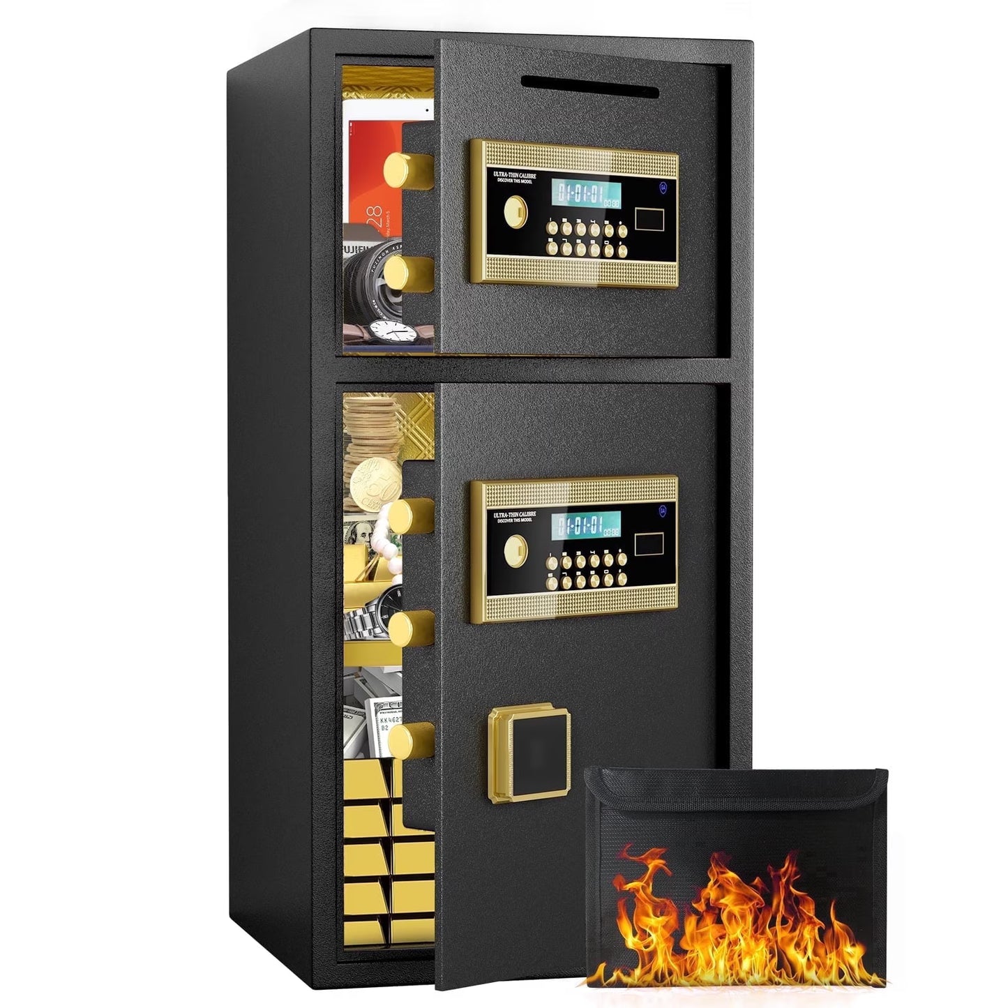 SDI-K3-65D Safe - Double Door Safe Box ,6.0 Cu ft Extra Large Fireproof Safe for Home Documents Storage,Digital Security Safe with Dual Alarm and Hidden Code Function,for Home,Office and Hotel