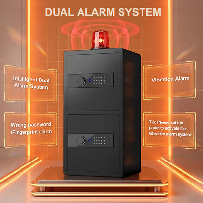 BM-Y3-75W-[2026 NEW] Heavy-Duty 2-Door Home Safe, 6.5 Cub Office Safe with Fingerprint Lock & Alarm System for Cash, Documents and Valuables