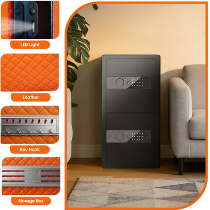 HK Y3-75W Pacriond 6.5 Cub 2-Door Biometric Safe with Removable Shelves, Home Office Safe with Mute Function & Alarm System for Cash, Documents and Valuables
