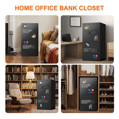 BM-Y3-75W-[2026 NEW] Heavy-Duty 2-Door Home Safe, 6.5 Cub Office Safe with Fingerprint Lock & Alarm System for Cash, Documents and Valuables