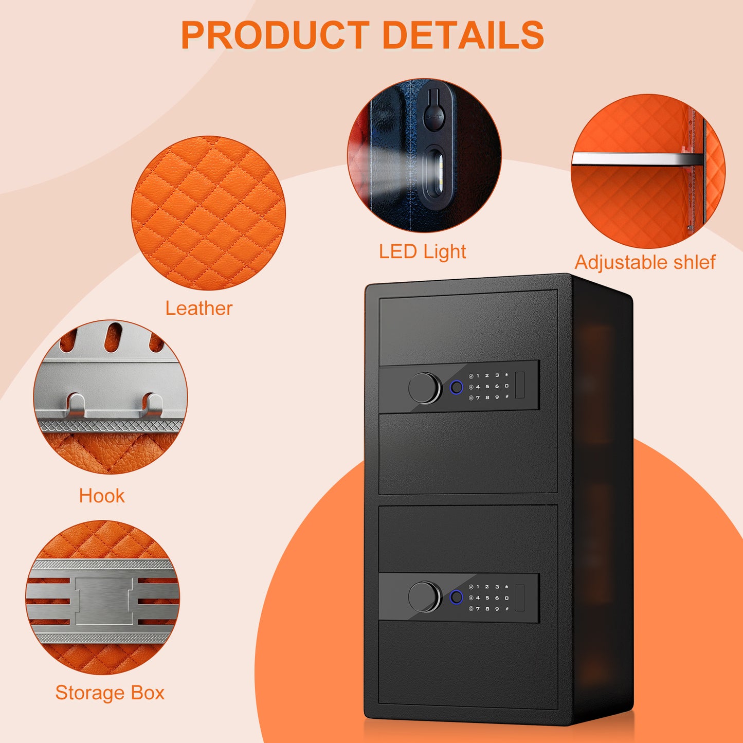 BM-Y3-75W-[2026 NEW] Heavy-Duty 2-Door Home Safe, 6.5 Cub Office Safe with Fingerprint Lock & Alarm System for Cash, Documents and Valuables