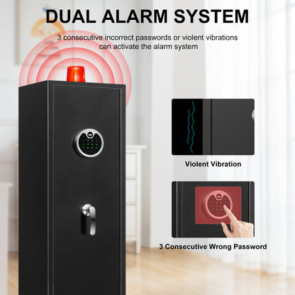 Digital Gun Safe, 3-5 Gun Rifle Safes for Home Rifles and Pistols, Long Gun Safe with Adjustable Support Frame, Pistols Rack, Ammo Storage Shelf and Pistol Bag