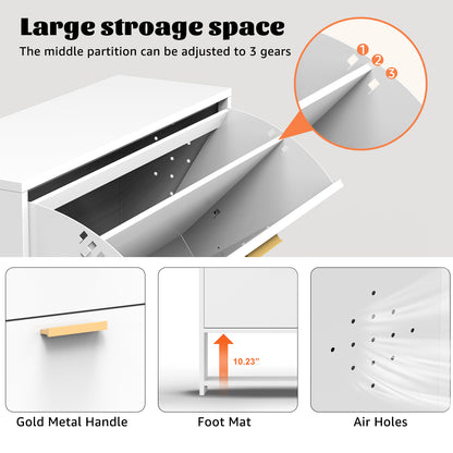 WY SC-2 Drawer Shoe Cabinet with 2 Flip Drawers,