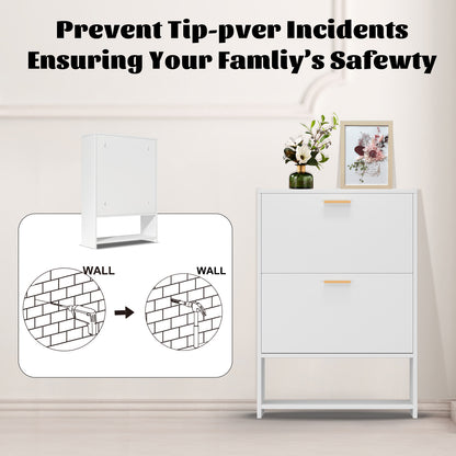 WY SC-2 Drawer Shoe Cabinet with 2 Flip Drawers,