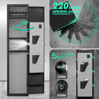 Riflevault 3-5 Gun Safe for Shotguns and Pistols, Quick Access Gun Cabinets with Adjustable Gun Racks and Removable Shelf