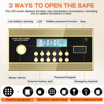 SDI-K3-65D Safe - Double Door Safe Box ,6.0 Cu ft Extra Large Fireproof Safe for Home Documents Storage,Digital Security Safe with Dual Alarm and Hidden Code Function,for Home,Office and Hotel