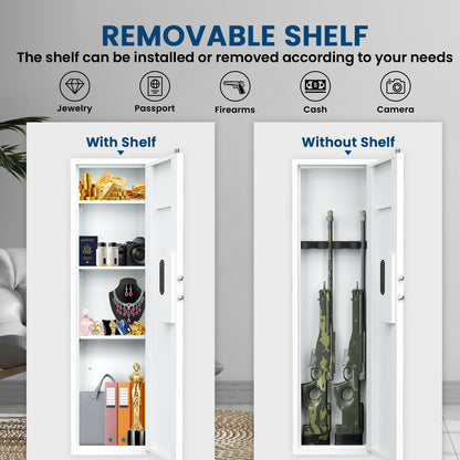 BM-135BW 53.15" In Wall Gun Safe, Wall Safe Between the Studs, Biometric Hidden Gun Safes for Pistols