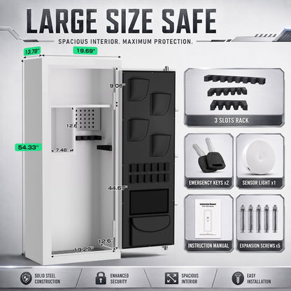 SDI-G6S-138BD, 15-20 Large Gun Safe, 54.33" Gun Safes & Cabinets with Removable Pegboard & Door Organizers, Gun Cabinet for Rifles and Pistols with Digital Keypad & Magnetic Lamp