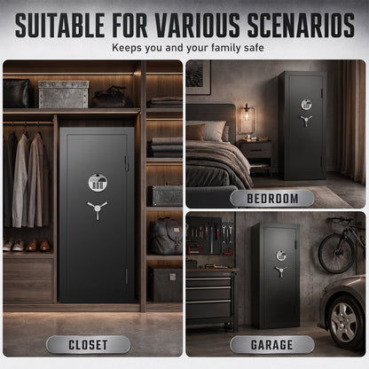 SDI-G6S-138HD, 15-20 Large Gun Safe, Digital Gun Safe for Rifles and Pistols with Removable & Adjustable Pegboard, Gun Safes & Cabinets with Door Organizers & 3 Gun Raks, Magnetic Lamp