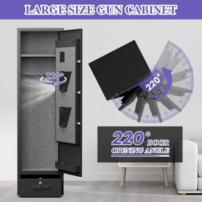 6-8 Gun Safe For Domestic Rifles And Pistols Gun Cabinet,With Backlit Keyboard And Dual Led Lights, Pockets And Removable Shelves