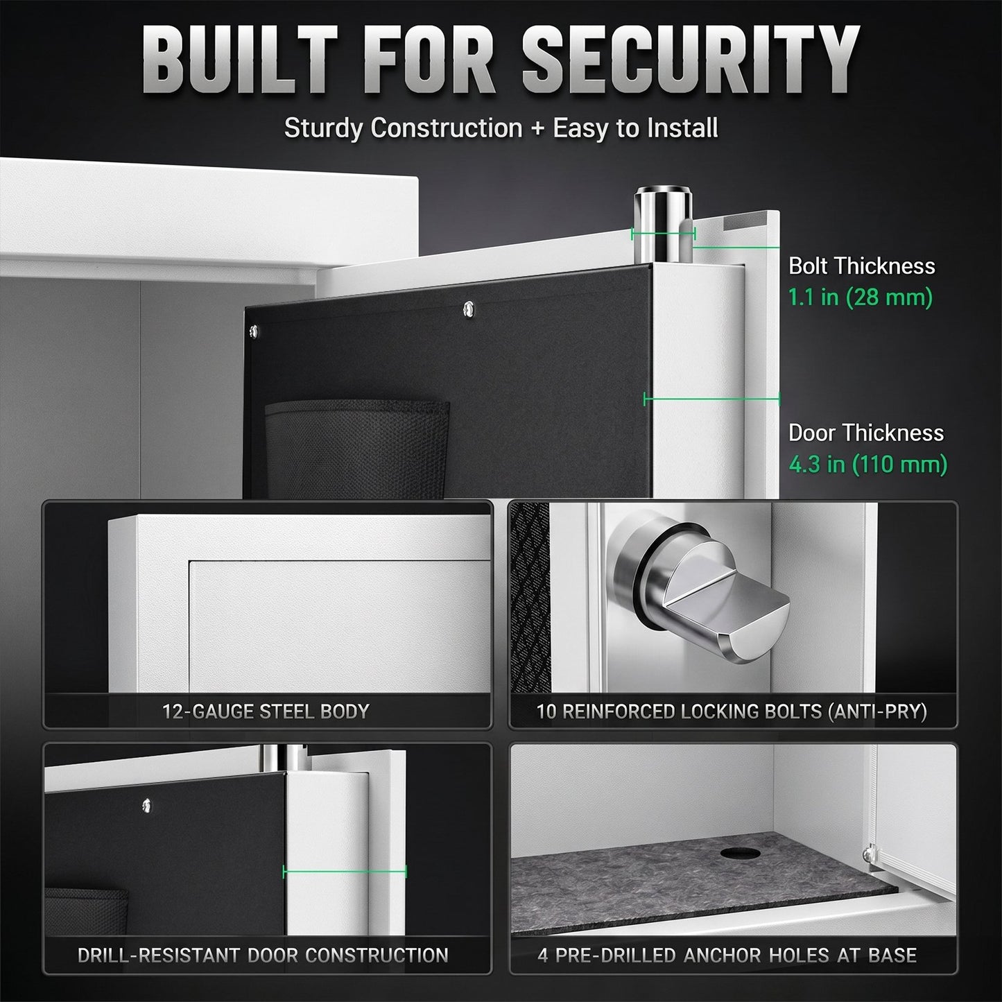 SDI-G6S-138BD, 15-20 Large Gun Safe, 54.33" Gun Safes & Cabinets with Removable Pegboard & Door Organizers, Gun Cabinet for Rifles and Pistols with Digital Keypad & Magnetic Lamp