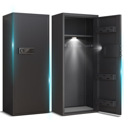 OME-AK1-132D 10-12 Gun Safe，Large Unassembled Gun Safes for Home Guns and Shotgun，Shotgun Safe with Mute Function & Backlit Keypad，Gun Cabinet with Adjustable Ammo Box