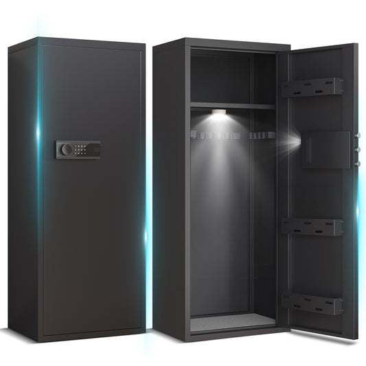 HK-AK1-132D 3-5 Gun Safe with Removable Shelf and Backlit Keypad, Large Shotgun Cabinet with Digital Lock and Dual Alarm for Home Garage