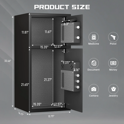 Fireproof Safe Box, 7.0 Cub Heavy Duty Large Safe with Dual Alarm System, Home Safe with Deposit Slot and Backlit Keyboard