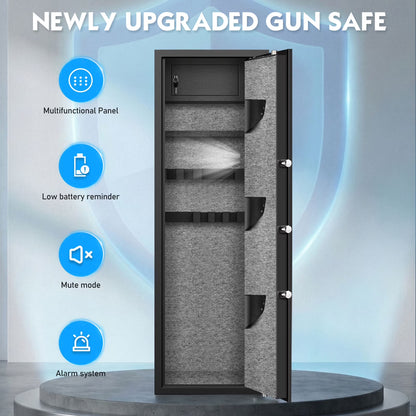SDI-G2Q-145D, 5-10 Gun Safe, Biometric Long Gun Safes with Fingerprint & Inner Cabinet, Quick Access Gun Cabinet with Backlit Keypad & LED Light, Adjustable Racks, Removable Shelf for Rifle and Pistols