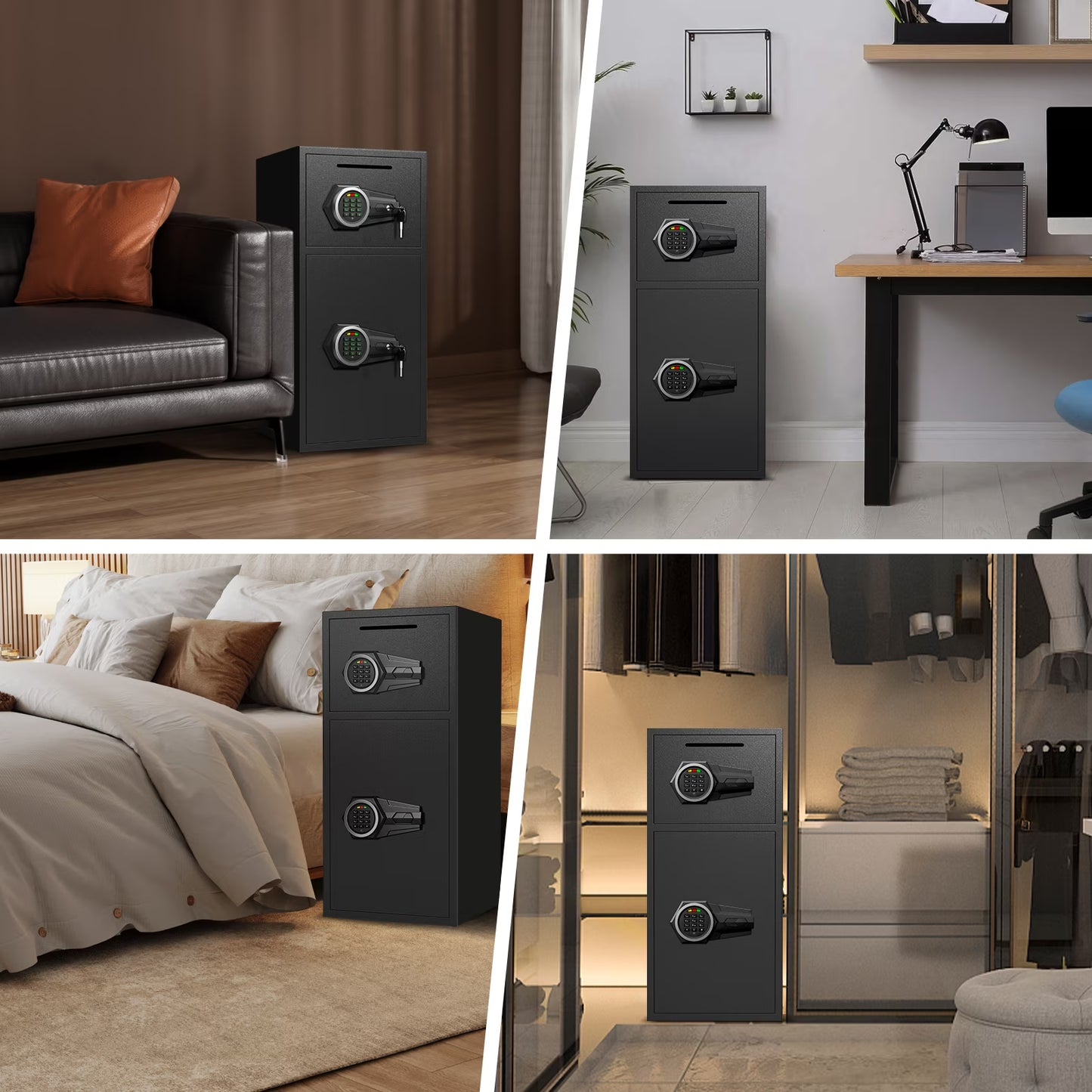 SDI-KL-75D Safe - 7.0 Cu ft Large Safe Box with LED Light Fireproof Safe for home Documents,Electronic Password Money Safe with Deposit Slot & Dual Alarm System,Home Safe for Business Valuables