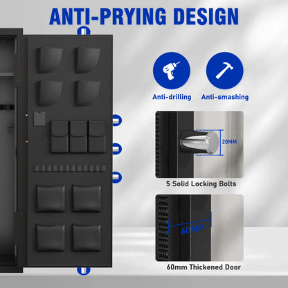 SDI-AKG5N-132D, 15-20 Gun Safe, Large Shotgun Safe with Pistol Bag, Gun Cabinet with Adjustable Shelf & Gun Rack, Digital Gun Safe with Backlit Keypad & LED Light(Unassembled)