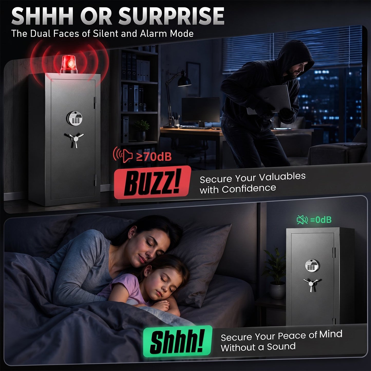 SDI-G6S-138HD, 15-20 Large Gun Safe, Digital Gun Safe for Rifles and Pistols with Removable & Adjustable Pegboard, Gun Safes & Cabinets with Door Organizers & 3 Gun Raks, Magnetic Lamp