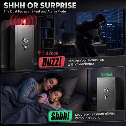 SDI-G6S-138HD, 15-20 Large Gun Safe, Digital Gun Safe for Rifles and Pistols with Removable & Adjustable Pegboard, Gun Safes & Cabinets with Door Organizers & 3 Gun Raks, Magnetic Lamp