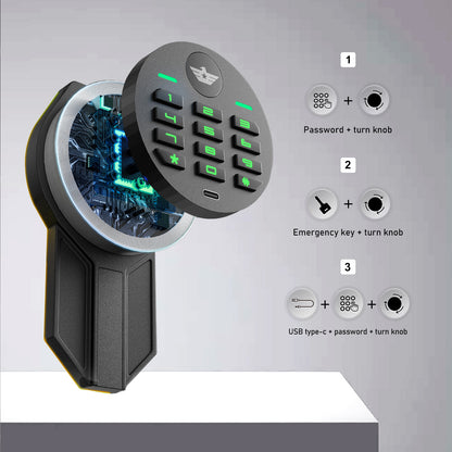 Omethey GKM-140D Gun Safe, 3-5 Gun Safe for Home Pistol, Quick Access Long Gun Safe with LED Light，Adjustable Gun Rack and Removable Shelf