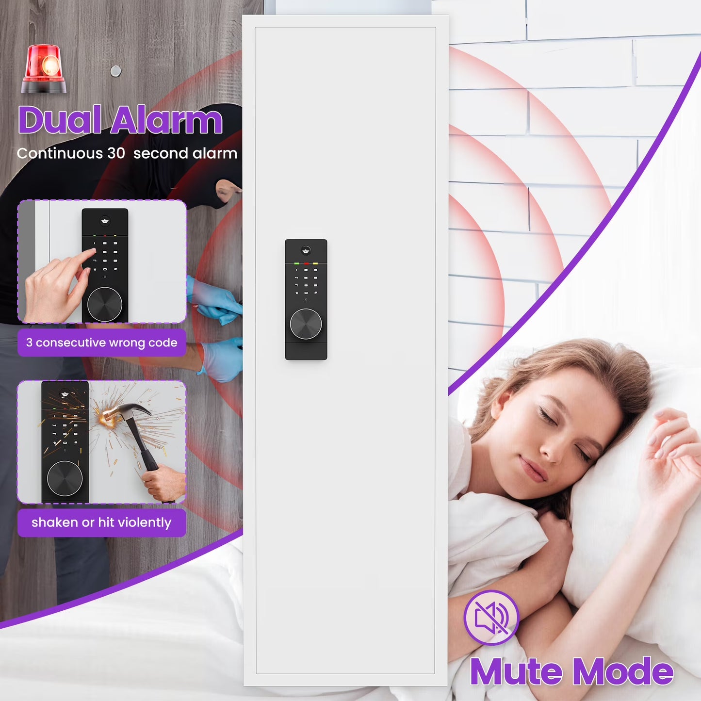 SDI-KW-135BD, Silkight 53.15” Wall Gun Safe - Hidden Firearm Safes for Home Firearm Money Valuables