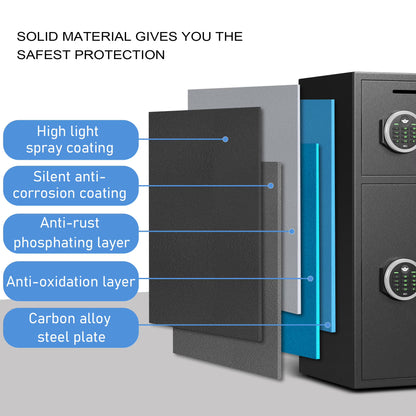 SDI-KM-75D 6.5 Cu ft Home Safe Box - Fireproof Depository Drop Safe with Backlit Keypad&Alarm System for Business Home