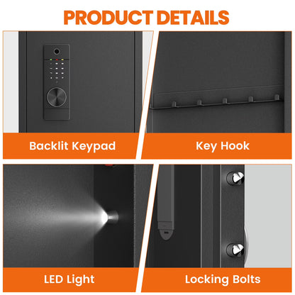 SDI-KW-135HW, 53.15" Wall Safe Between The Studs, Biometric Fingerprint Hidden Safe With Dual Alarm System And Silent Mode, Wall Gun Safe With 3 Adjustable Shelves And Magnetic Slot(fingerprint)