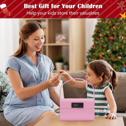 BM-STX Mini Handheld Safe box with Lock - Money Safe and Cash Lock Box for Kids, Small Metal Security Safe for Cash