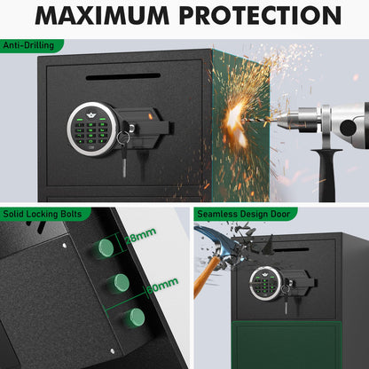 BM-KM-65D- 6.0 Cu ft Digital Keypad Home Safe, Large Safe Box Fireproof with Deposit Slot & Dual Alarm System, Money Safe With Mute Function and LED Light, Security Box for Money Valuables