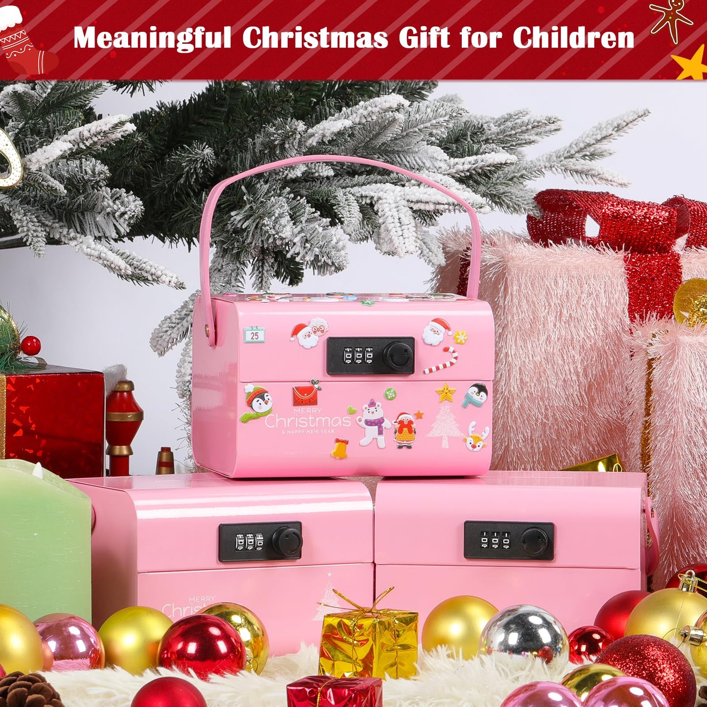BM-STX Mini Handheld Safe box with Lock - Money Safe and Cash Lock Box for Kids, Small Metal Security Safe for Cash