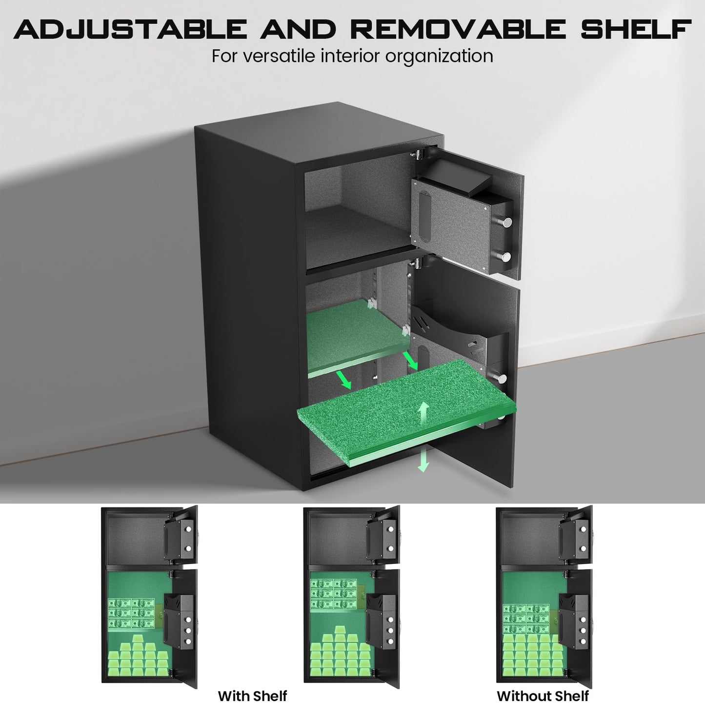 BM-KM-65D- 6.0 Cu ft Digital Keypad Home Safe, Large Safe Box Fireproof with Deposit Slot & Dual Alarm System, Money Safe With Mute Function and LED Light, Security Box for Money Valuables
