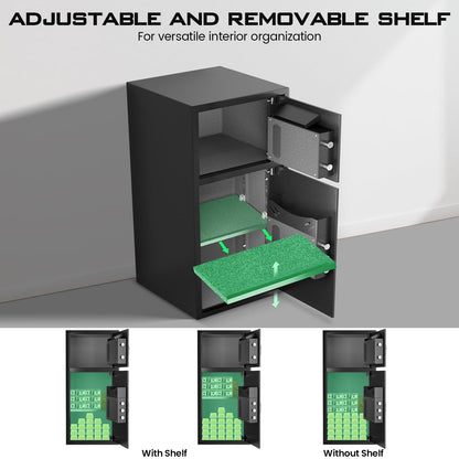BM-KM-65D- 6.0 Cu ft Digital Keypad Home Safe, Large Safe Box Fireproof with Deposit Slot & Dual Alarm System, Money Safe With Mute Function and LED Light, Security Box for Money Valuables