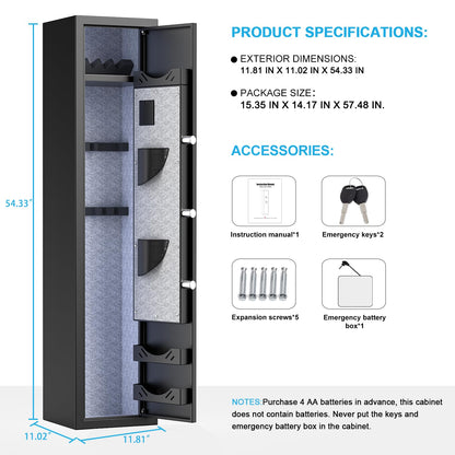 Silkight 3-5 Gun Safe, Gun Cabinet with Silent Mode and LCD Screen Keypad