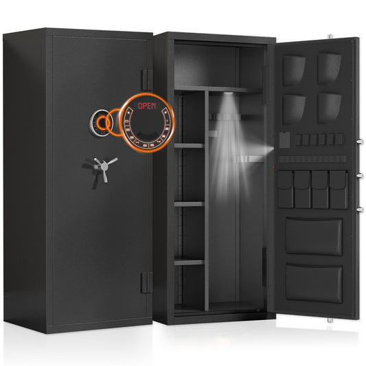 15-20 Gun Safe, Large Gun Safe for Shotguns and Pistols, Unassembled Gun Safe with Adjustable Shelf & Gun Rack, Gun Safe for Home and Shotgun, Quick Access Gun Cabinet with Dual Alarm