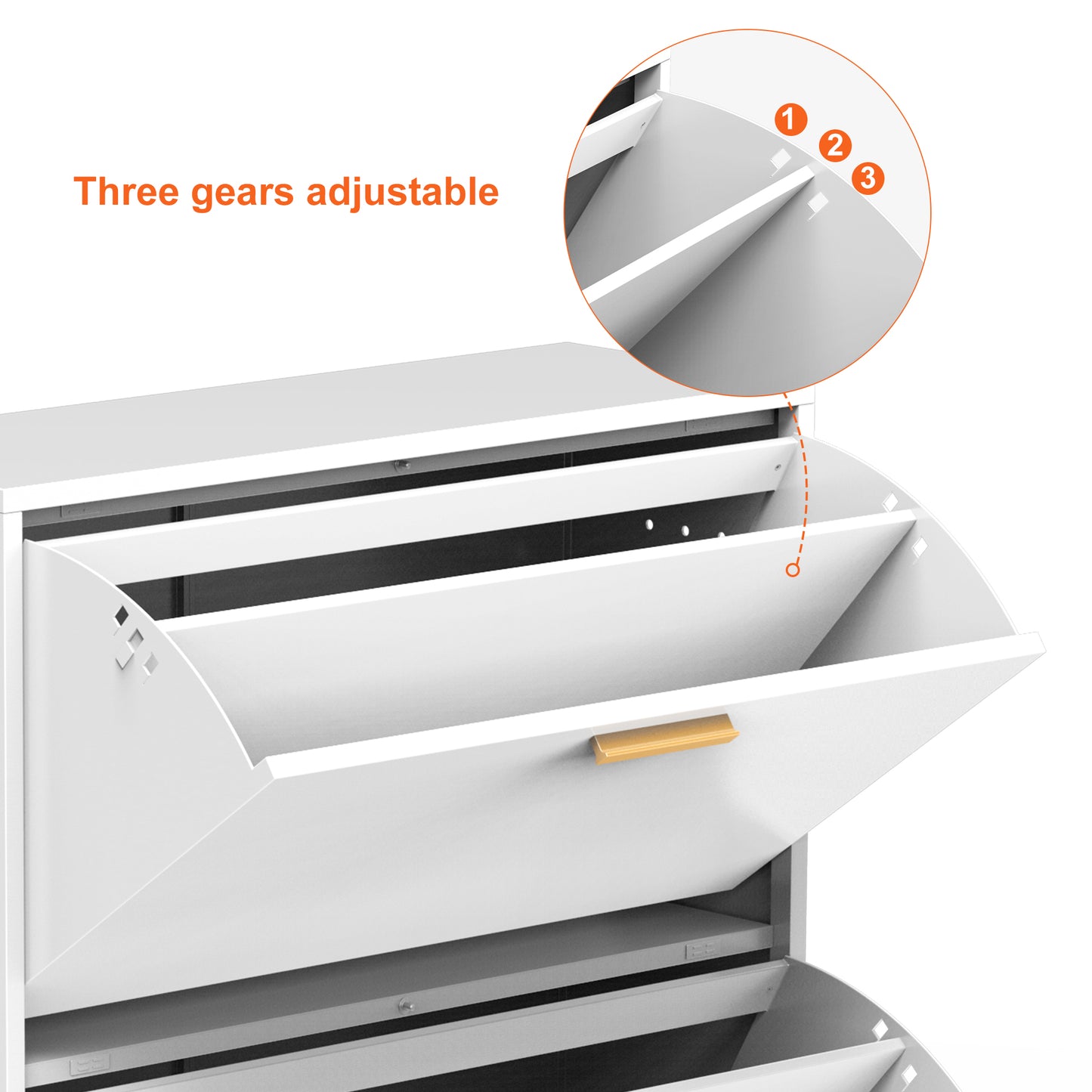 3 Drawer All Steel Shoe Cabinet, Freestanding Shoe Rack Storage Organizer with Flip Door, for Entryway, Hallway, Bedroom, White (Requires Assembly)